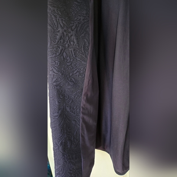 Chico's Navy open jacket jacquard 33" length dress up or down (Ch2) sz 12 - Picture 3 of 10